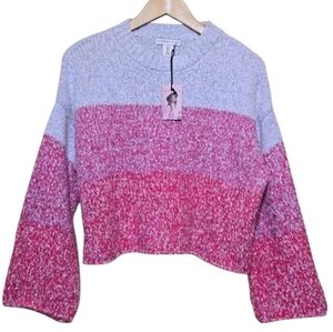Sincerely Jules NWT Crop Knit Chunky Sweater Size S Colorblock Pink Gray Boxy